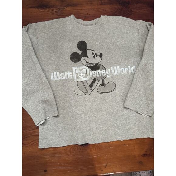WALT DISNEY WORLD Vintage Crew Neck Sweatshirt Gray Size S Womens Mickey Mouse - Picture 1 of 8